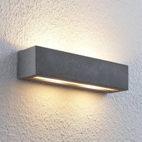 Lindby Nellie wall lamp, grey, concrete, 35.3 cm wide