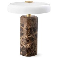 DESIGN BY US Trip LED rechargeable table lamp, brown / white, marble, glass, IP44
