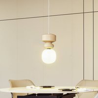 Lucande Fidelo pendant light, white/yellow, glass, ceramic, 18 cm