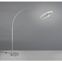 Trio Lighting LED-bågformad golvlampa Amador, nickelfärgad, höjd 205 cm Metall
