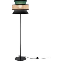 Luce Ambiente Design Gazebo floor lamp, green/black/natural, 147 cm, fabric/rattan