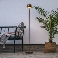 Konstsmide Nice rechargeable LED floor lamp, rust-coloured, aluminium, IP54,