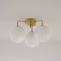 By Rydéns Bellagio ceiling light, brass/white, 3-bulb, glass