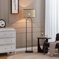 Lindby lampe sur pied Yaelle, 146 cm de haut, rotin, noir, E27