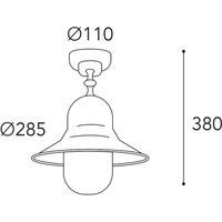 Moretti Luce Outdoor ceiling lamp Campanula 2095, antique brass, Ø 29 cm IP44