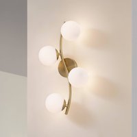 Applique murale Lindby Josiana, opale/laiton, 48 cm, boule, verre