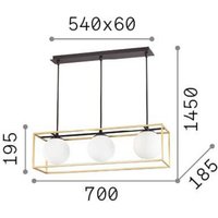 Ideallux Ideal Lux hänglampa Lingotto, 3 lampor, en bur, svart