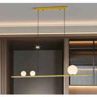 Schuller Valencia LED-pendellampa Mila, guldfärgad, längd 120 cm, 3 lampor