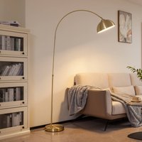 Lindby Lennart arc lamp, brass, height-adjustable, E27