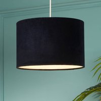 Searchlight Pendellampa Mersana, Ø 30 cm, mörkblå, sammet, E27