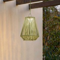Lindby LED solar hanging lamp Austas, green, Ø 32 cm, USB, IP54