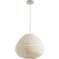 Lindby Hängeleuchte Autumn, beige, Ø 40 cm, Leinen, Tropfen