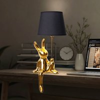 Näve Helge table lamp, gold, height 45 cm, ceramic/fabric