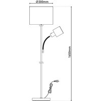 Näve Golvlampa Filomena, brun/silver, textil, läsarm, E27, E14