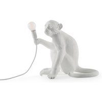 SELETTI Lampe table déco LED Monkey Lamp, blanc, assis