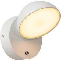LED-Wandleuchte Finn, weiß, Metall, IP54, Tag/Nacht-Sensor