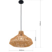 ORION Basket pendant light with a lampshade of hemp cord