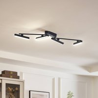 Lindby Plafonnier LED Eldrin, 4 lampes, noir,réglette lumineuse LED