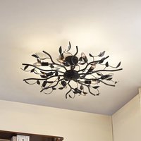 Plafonnier Lindby Yos, à 10 lampes, 95 cm, noir et or, E14