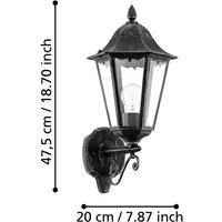 EGLO Utomhusvägglampa Navedo, svart/silver, höjd 47 cm, uppåt