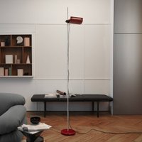 Oluce LED-golvlampa Colombo, röd/krom, metall, 2 700 K