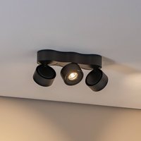 Arcchio Plafonnier LED Rotari, lentilles, à 3 lampes, noir