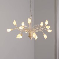 Jupiter Gloriosa pendant light, cream-coloured glass, 15 lights