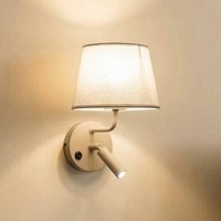TK Lighting Maja wall light, sand, textile, reading light, height 25 cm