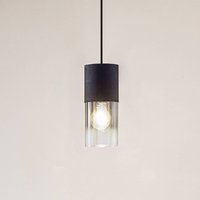 Suspension Lindby Svante, à 1 lampe, noir, verre, Ø 10cm