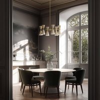 Stilnovo pendellampa Megafono, Ø 100 cm, elfenbensfärgad