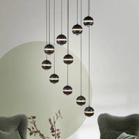 SCHÖNER WOHNEN LED hanging light Lini black 10-bulb round 3000K