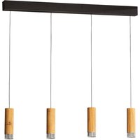 FISCHER & HONSEL LED-pendellampa Shine-Wood, 100 cm, ek/svart, 4 lampor