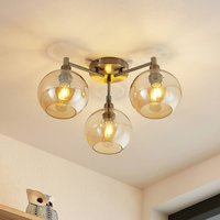 Lindby Jemissa taklampa, 3 lampor, bärnsten