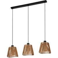 EGLO Lavister hänglampa, svart/natur, 3 lampor, papper