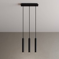 Arcchio LED-pendellampa Franka, 3 lampor, lång, svart, aluminium
