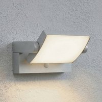 Lindby LED-utomhusvägglampa Sherin, grå, vinklingsbar, sensor