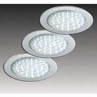 Hera R 68-LED recessed spotlight in stainless steel look, set of 3