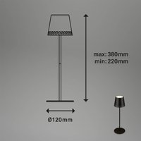 Briloner Lampe à poser LED rechargeable Kiki, noir, IP44, 3.000K