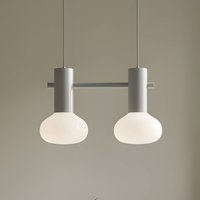 ALDEX Flo pendant light, grey, 2-bulb, glass