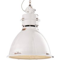 Ferroluce C1750 hanging light with ceramic lampshade white