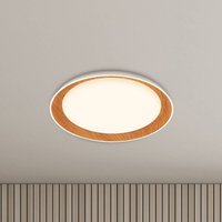 Briloner Plafonnier LED Ijus, blanc/couleur bois, Ø 43 cm, plastique