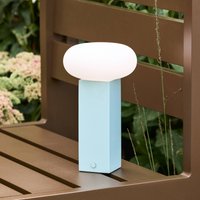 Hübsch LOW LED rechargeable table lamp, blue, height 20 cm, metal, dimmable