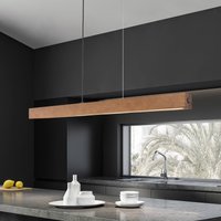 TK Lighting LED-hänglampa i trä Teo, valnöt, 126 cm, touchdimmer