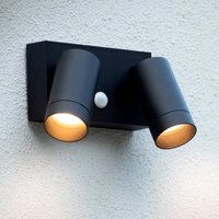 Lucide Väggspotlight för utomhusbruk Taylor Sensor, 2 lampor svart