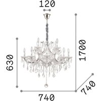 Ideallux Ideal Lux Napoleon chandelier, gold-coloured, crystal 12flg.