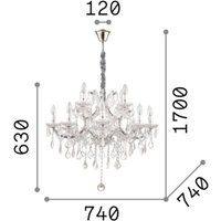 Ideallux Ideal Lux ljuskrona Napoleon, guldfärgad, kristall 12flg.