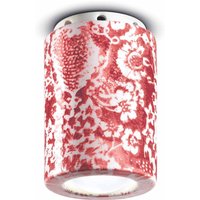 Ferroluce PI ceiling lamp, floral pattern, Ø 8.5 cm red / white