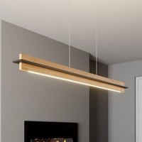 Quitani LED-pendellampa Lexa, ek/svart, längd 118 cm