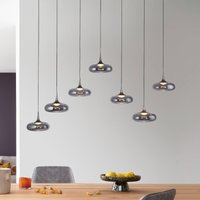 SCHÖNER WOHNEN LED hanging light Posh 7-bulb, smoked glass, 3,000 K