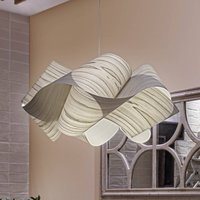 LZF LAMPS LZF Swirl hanging light, grey/nickel-coloured, Ø 54 cm, wood